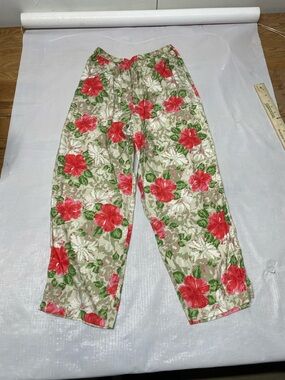 Women’s Floral Elastic-Waist Pants - Red & Green
